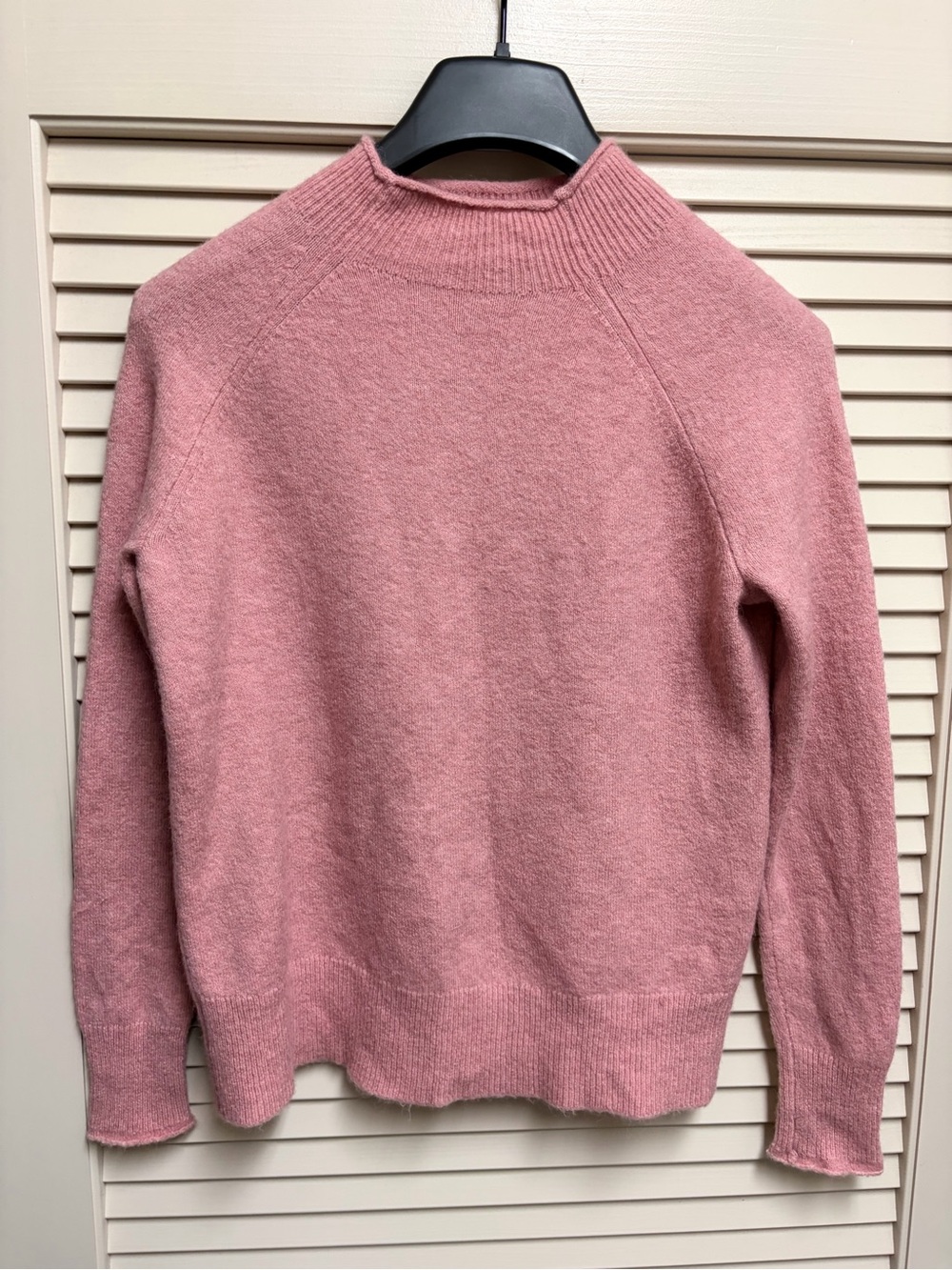 J.Crew XS Pink Mock Neck Sweater Merino Wool Alpaca Soft Cozy Cottagecore Preppy